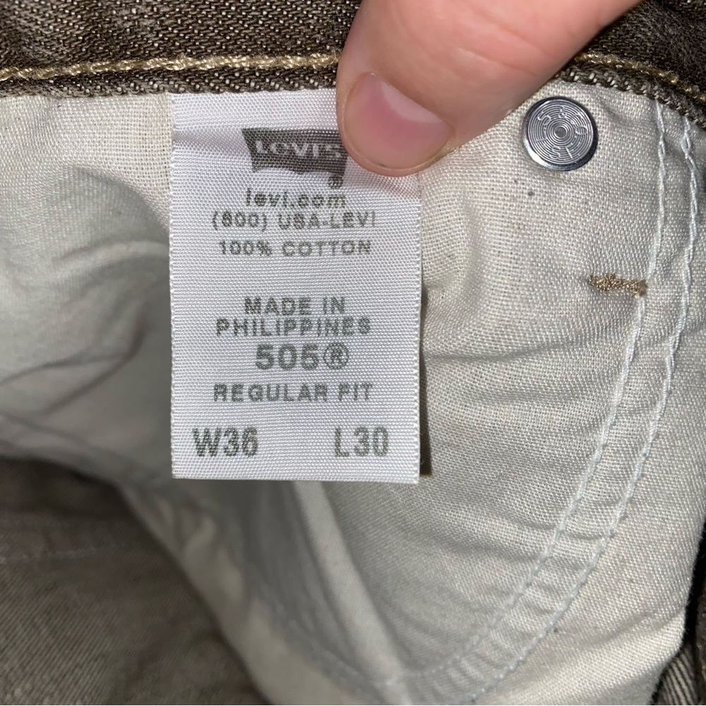 Mens Levi’s 505 jeans brown size 36x30 - Picture 8 of 11
